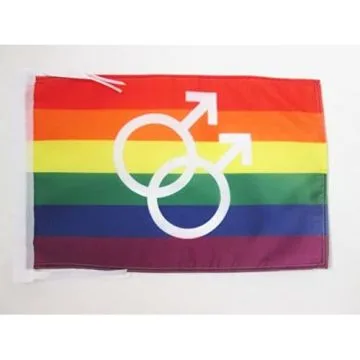 DRAPEAU ARC-EN-CIEL DOUBLE MARS GRAND 45x30cm - PAVILLON GAY - RAINBOW - ARC EN CIEL 30 x 45 cm haute qualité