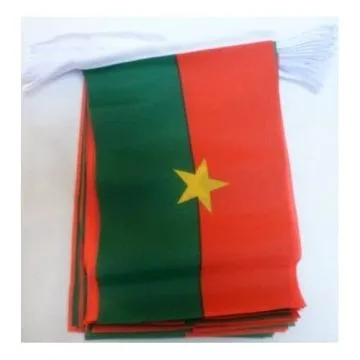 GUIRLANDE 6 mètres 20 DRAPEAUX BURKINA FASO 21x15 cm - DRAPEAU BURKINABAIS 15 x 21 cm