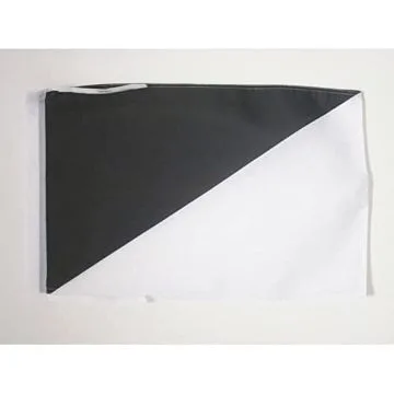 DRAPEAU COMMISSAIRE DE COURSE BLANC ET NOIR 45x30cm - PAVILLON AVERTISSEMENT CONDUITE ANTISPORTIVE 30 x 45 cm haute qualité