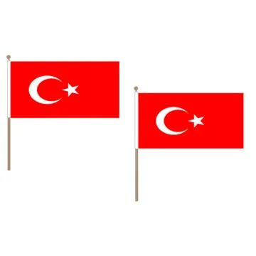 DRAPEAU TURQUIE 45x30cm HAMPE en bois - LOT DE 10 DRAPEAUX TURC 30 x 45 cm
