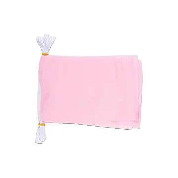 Guirlande 12 mètres 20 Drapeaux Unicolore Rose 45x30 cm - Drapeau de couleur rose 30 x 45 cm