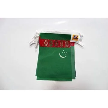 Guirlande 6 mètres 20 Drapeaux Turkménistan 21x15 cm - Drapeau turkmène 15 x 21 cm