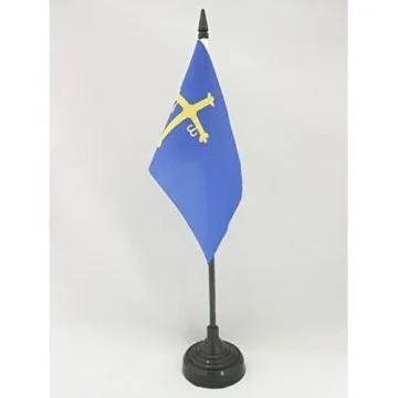 DRAPEAU DE TABLE ASTURIES 15x10cm - PETIT DRAPEAUX DE BUREAU DE ASTURIAS - ESPAGNE 10 x 15 cm