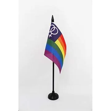 DRAPEAU DE TABLE ARC-EN-CIEL DOUBLE VENUS 15x10cm - PETIT DRAPEAUX DE BUREAU GAY - RAINBOW - ARC EN CIEL 10 x 15 cm