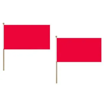 DRAPEAU UNICOLORE ROUGE 45x30cm HAMPE en bois - LOT DE 10 DRAPEAUX DE COULEUR ROUGE 30 x 45 cm