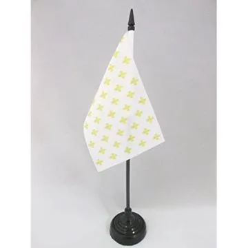 DRAPEAU DE TABLE FLEUR DE LYS BLANC ET OR 15x10cm - PETIT DRAPEAUX DE BUREAU ROYAL FRANÇAIS 10 x 15 cm