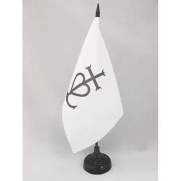 DRAPEAU DE TABLE CROIX DE CAMARGUE 21x14cm - PETIT DRAPEAUX DE BUREAU CAMARGUAIS 14 x 21 cm
