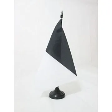 DRAPEAU DE TABLE PLAGE NOIR ET BLANC 21x14cm - PETIT DRAPEAUX DE BUREAU FLAMME DE BAIGNADE NOIRE ET BLANCHE 14 x 21 cm