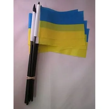 DRAPEAU UKRAINE 15x10cm avec HAMPE - LOT DE 10 DRAPEAUX UKRAINIEN 10 x 15 cm