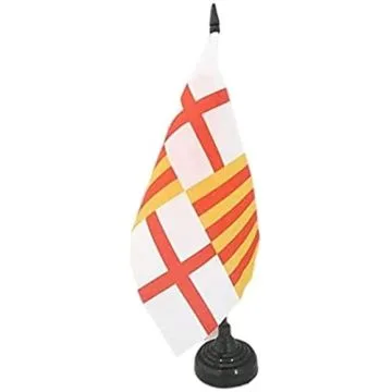 DRAPEAU DE TABLE BARCELONE 21x14cm - PETIT DRAPEAUX DE BUREAU VILLE DE BARCELONA 14 x 21 cm