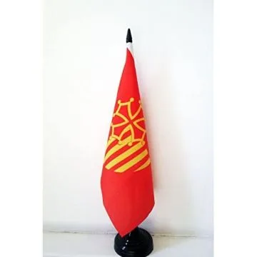 DRAPEAU DE TABLE LANGUEDOC-ROUSSILLON 21x14cm - PETIT DRAPEAUX 14 x 21 cm LANGUEDOCIEN - FRANCE - Bureau