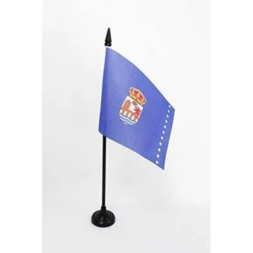 DRAPEAU DE TABLE PROVINCE D\'ORENSE 15x10cm - PETIT DRAPEAUX DE BUREAU ORENSE EN GALICE 10 x 15 cm