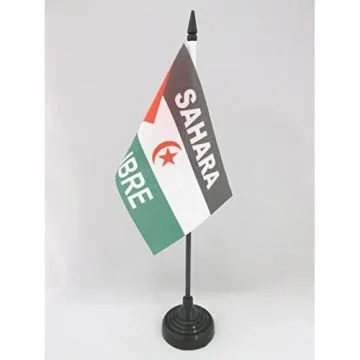 DRAPEAU DE TABLE SAHARA OCCIDENTAL LIBRE 15x10cm - PETIT DRAPEAUX DE BUREAU RASD SAHRAOUI 10 x 15 cm