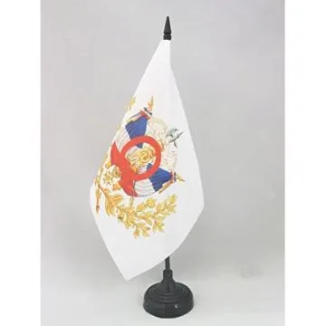 DRAPEAU DE TABLE ARMOIRIES FRANCE 3ÈME RÉPUBLIQUE 21x14cm - PETIT DRAPEAUX DE BUREAU FRANÇAIS EMBLÈME 1898 14 x 21 cm