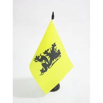 DRAPEAU DE TABLE FLANDRE COMBAT FLAMAND 21x14cm - PETIT DRAPEAUX DE BUREAU MOUVEMENT FLAMAND 14 x 21 cm