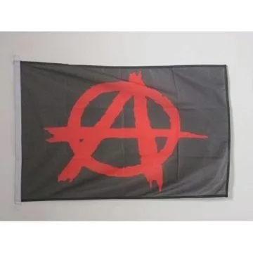 PAVILLON NAUTIQUE ANARCHIE NOIR ET ROUGE 45x30cm - DRAPEAU DE BATEAU ANARCHIQUE 30 x 45 cm
