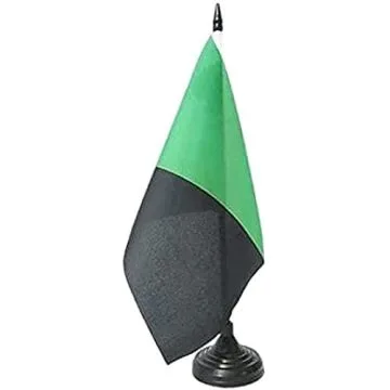 DRAPEAU DE TABLE ANARCHO-PRIMITIVISME 21x14cm - PETIT DRAPEAUX DE BUREAU ANARCHISME VERT EN ANARCHIE 14 x 21 cm
