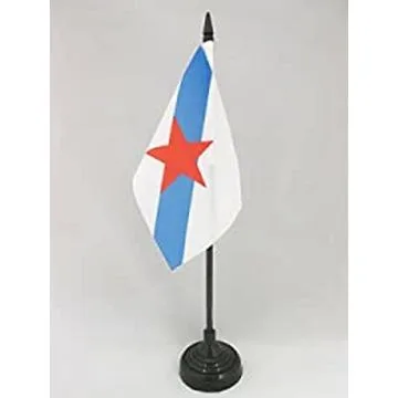 DRAPEAU DE TABLE GALICE ESTRELEIRA 15x10cm - PETIT DRAPEAUX DE BUREAU INDÉPENDENTISTE DE GALICIA 10 x 15 cm