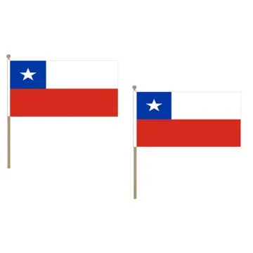 DRAPEAU CHILI 45x30cm HAMPE en bois - LOT DE 10 DRAPEAUX CHILIEN 30 x 45 cm