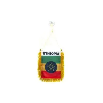 FANION ETHIOPIE 15x10cm - Mini drapeau ETHIOPIEN 10 x 15 cm spécial voiture - Bannière