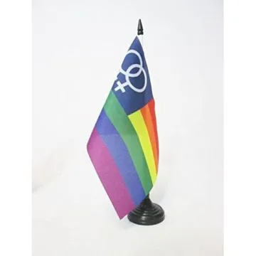 DRAPEAU DE TABLE ARC-EN-CIEL DOUBLE VENUS 21x14cm - PETIT DRAPEAUX DE BUREAU GAY - RAINBOW - ARC EN CIEL 14 x 21 cm
