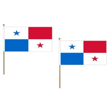 DRAPEAU PANAMA 45x30cm HAMPE en bois - LOT DE 10 DRAPEAUX PANAMÍ?EN 30 x 45 cm