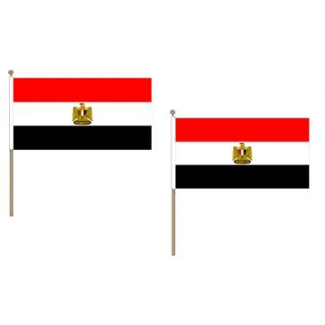 DRAPEAU EGYPTE 45x30cm HAMPE en bois - LOT DE 10 DRAPEAUX EGYPTIEN 30 x 45 cm