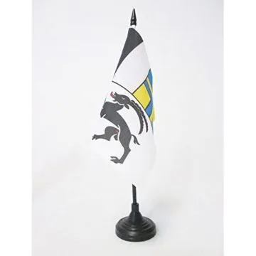 DRAPEAU DE TABLE CANTON DES GRISONS 15x15cm - PETIT DRAPEAUX DE BUREAU GRAUBÍ?NDEN - GR SUISSE 15 x 15 cm