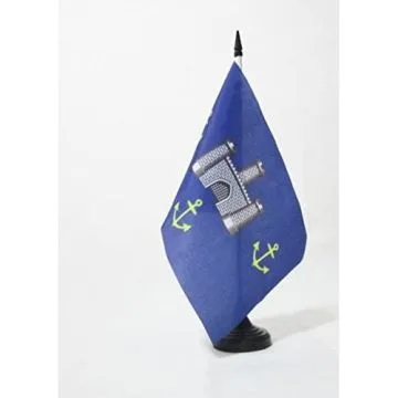DRAPEAU DE TABLE Í?LE DE WIGHT ANCIEN 21x14cm - PETIT DRAPEAUX DE BUREAU ISLE OF WIGHT - ANGLETERRE 14 x 21 cm