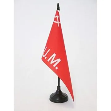 DRAPEAU DE TABLE PARTI OUVRIER D\'UNIFICATION MARXISTE 21x14cm - PETIT DRAPEAUX DE BUREAU GUERRE D\'ESPAGNE 14 x 21 cm