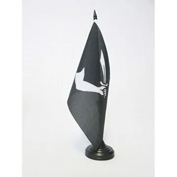 DRAPEAU DE TABLE PIRATE THOMAS TEW 21x14cm - PETIT DRAPEAUX DE BUREAU CORSAIRE TÍ?TE DE MORT 14 x 21 cm