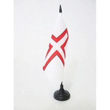DRAPEAU DE TABLE ORDRE DE SAINT-THOMAS D\'ACRE 15x15cm - PETIT DRAPEAUX DE BUREAU CROIX RICHARD CÅ?UR DE LION 15 x 15 cm