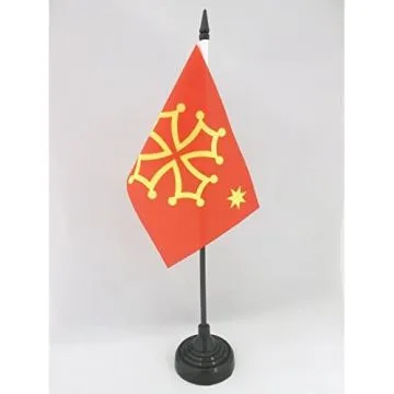 DRAPEAU DE TABLE OCCITANIE AVEC ÉTOILE 15x10cm - PETIT DRAPEAUX DE BUREAU OCCITAN - FRANCE 10 x 15 cm