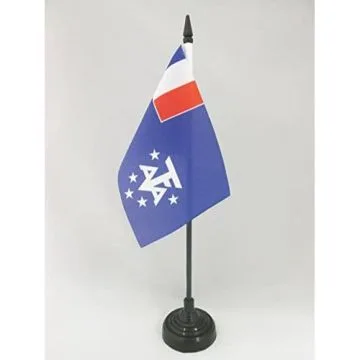 DRAPEAU DE TABLE TERRES AUSTRALES ET ANTARCTIQUES FRANÇAISE 15x10cm - PETIT DRAPEAUX DE BUREAU FRANÇAIS - FRANCE 10 x 15 cm