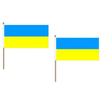 DRAPEAU UKRAINE 45x30cm HAMPE en bois - LOT DE 10 DRAPEAUX UKRAINIEN 30 x 45 cm