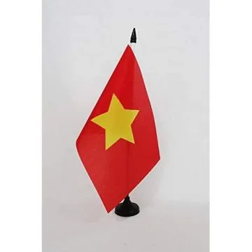 Drapeau de table Nord-Viêtnam 1945-1955 21x14cm - PETIT Drapeaux DE BUREAU du Viet Minh 14 x 21 cm