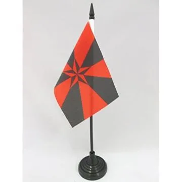 DRAPEAU DE TABLE ANARCHIE ETOILE 3D 15x10cm - PETIT DRAPEAUX DE BUREAU ANARCHIQUE 10 x 15 cm