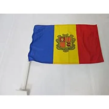 Drapeau de voiture ANDORRE 45x30cm en maille bloquée - Carflag ANDORRAN 30 x 45 cm