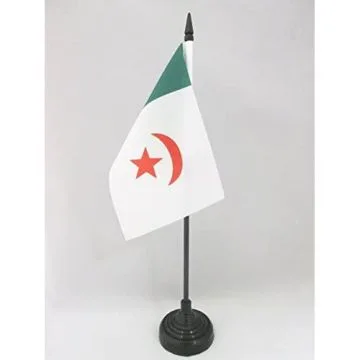 DRAPEAU DE TABLE ALGÉRIE NATIONALISTE 1960 15x10cm - PETIT DRAPEAUX DE BUREAU ALGÉRIEN INDÉPENDENTISTE 10 x 15 cm