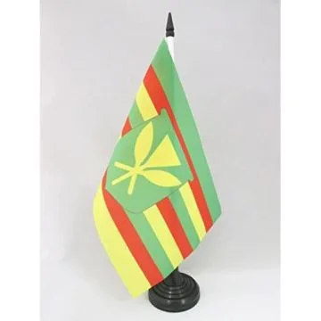 DRAPEAU DE TABLE HAWAII KANAKA MAOLI 21x14cm - PETIT DRAPEAUX DE BUREAU HAWAÏEN KANAK 14 x 21 cm