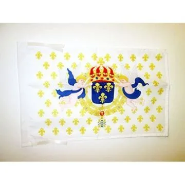 DRAPEAU ROYAUME DE FRANCE C?UR DE JÉSUS 45x30cm - PAVILLON ROYALISTE ANCIEN RÉGIME SACRÉ C?UR - ROI 30 x 45 cm haute qualité