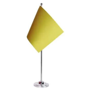 DRAPEAU DE TABLE prestige UNICOLORE JAUNE 22x15cm en SATIN - GRAND DRAPEAUX DE BUREAU DE COULEUR JAUNE 15 x 22 cm