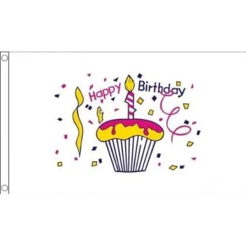 DRAPEAU JOYEUX ANNIVERSAIRE GÂTEAU 90x60cm - DRAPEAU HAPPY BIRTHDAY 60 x 90 cm - DRAPEAUX