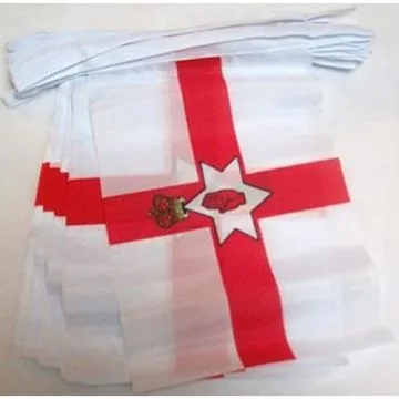 GUIRLANDE 6 mètres 20 DRAPEAUX IRLANDE DU NORD 21x15 cm - DRAPEAU NORD IRLANDAIS 15 x 21 cm