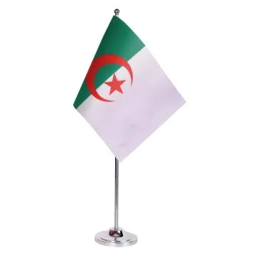 DRAPEAU DE TABLE prestige ALGÉRIE 22x15cm en SATIN - GRAND DRAPEAUX DE BUREAU ALGÉRIEN 15 x 22 cm
