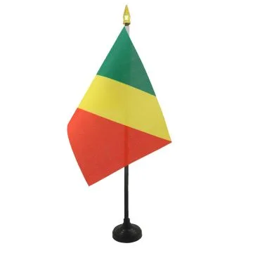 DRAPEAU DE TABLE RÉPUBLIQUE DU CONGO 15x10cm - PETIT DRAPEAUX DE BUREAU CONGOLAIS 10 x 15 cm pointe dorée