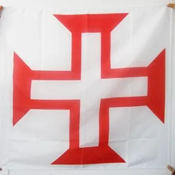 DRAPEAU ORDRE DU CHRIST 90x90cm - DRAPEAU CROIX DE L\'ORDRE DU CHRIST - PORTUGAL 90 x 90 cm Fourreau pour hampe