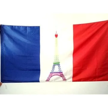 DRAPEAU FRANCE ARC-EN-CIEL 150x90cm - DRAPEAU FRANÍ?AIS GAY - LGBT 90 x 150 cm Fourreau pour hampe