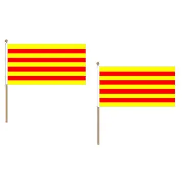 DRAPEAU CATALOGNE 45x30cm HAMPE en bois - LOT DE 10 DRAPEAUX CATALAN 30 x 45 cm