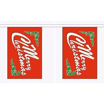 GUIRLANDE 9 mètres 30 DRAPEAUX JOYEUX NOËL 21x15 cm - DRAPEAU MERRY CHRISTMAS 15 x 21 cm